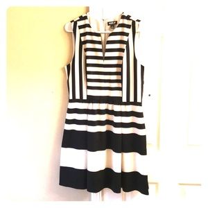 Allen B (JCP) black and cream striped dress